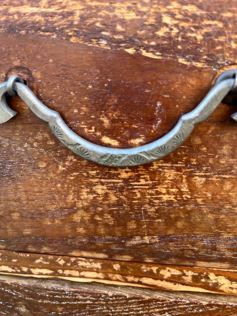 古道具昭和レトロ木製4段タンスチェスト4段棚 ビンテージ当時物ブロカント引き出し