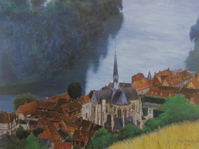 乙丸哲延、セーヌは流れる、希少な画集より、新品高級額・額装付