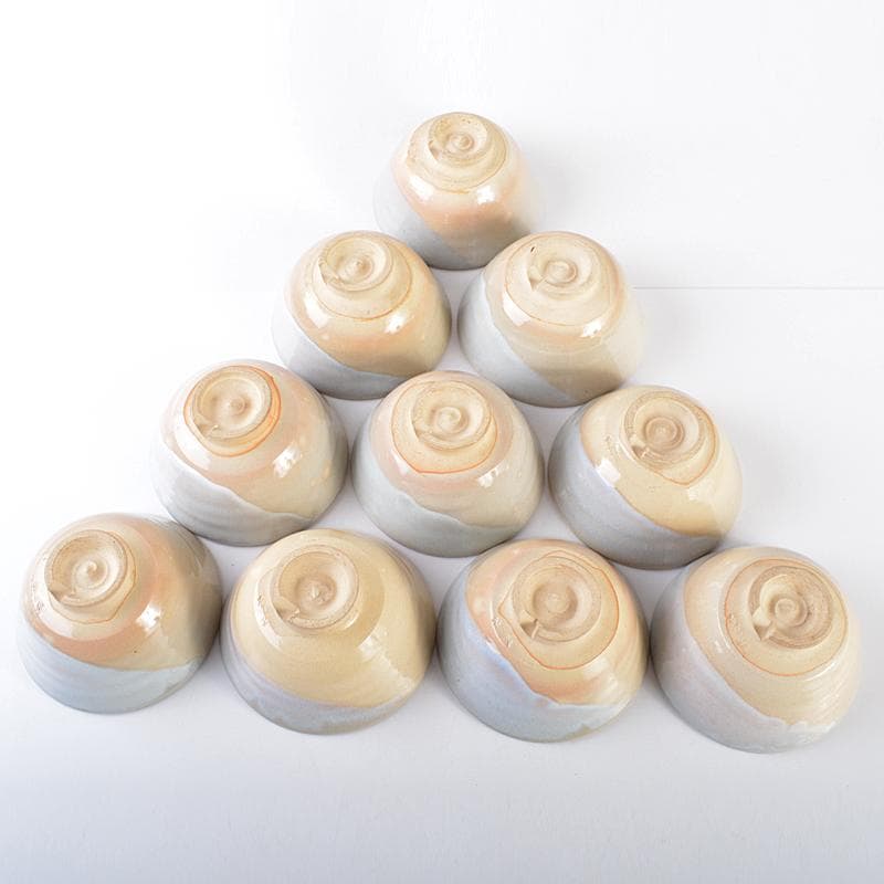 茶道具　萩焼　玉村松月作　数茶碗　十客　共箱　M　R7529B