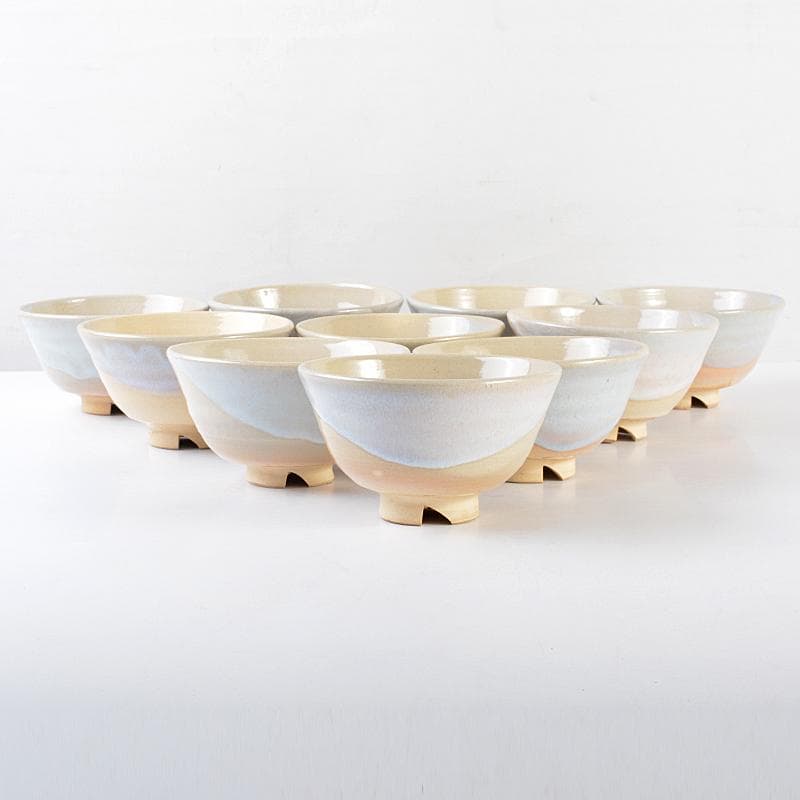 茶道具　萩焼　玉村松月作　数茶碗　十客　共箱　M　R7529B