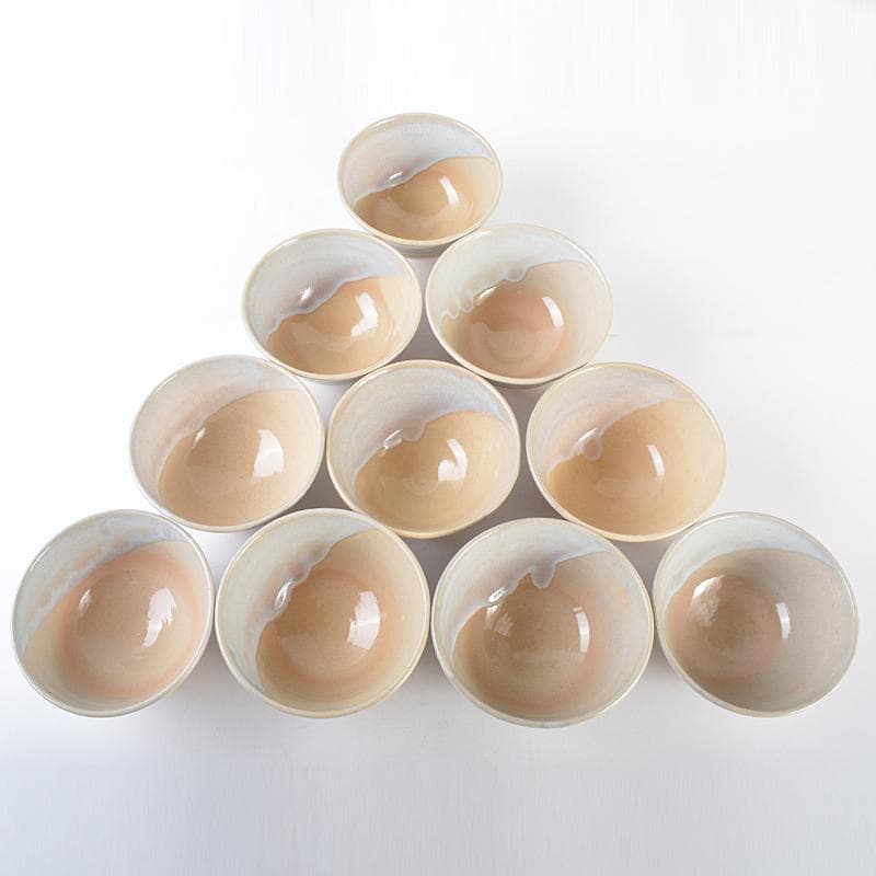 茶道具　萩焼　玉村松月作　数茶碗　十客　共箱　M　R7529B