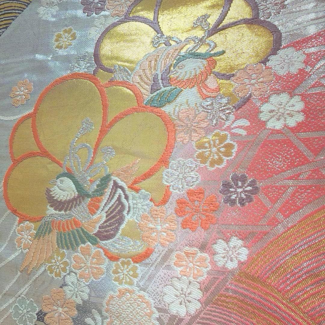 490 振袖フルセット 正絹 オフホワイト グレー 銀彩 暈し染め