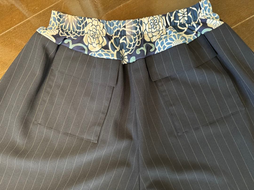 ほにや　ストライプ ガウチョパンツ