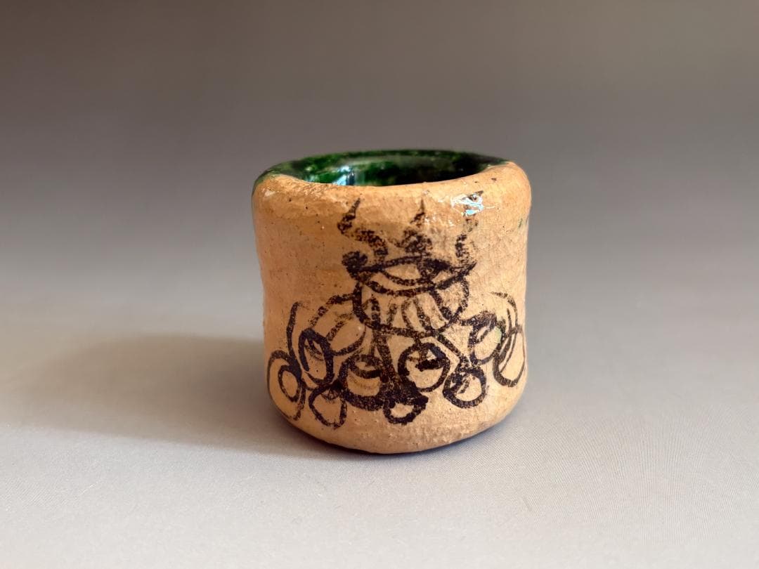 14代楽吉左衛門　覚入　織部釉玉絵　蓋置　久田宗也　尋牛斎書付　茶道具　表千家