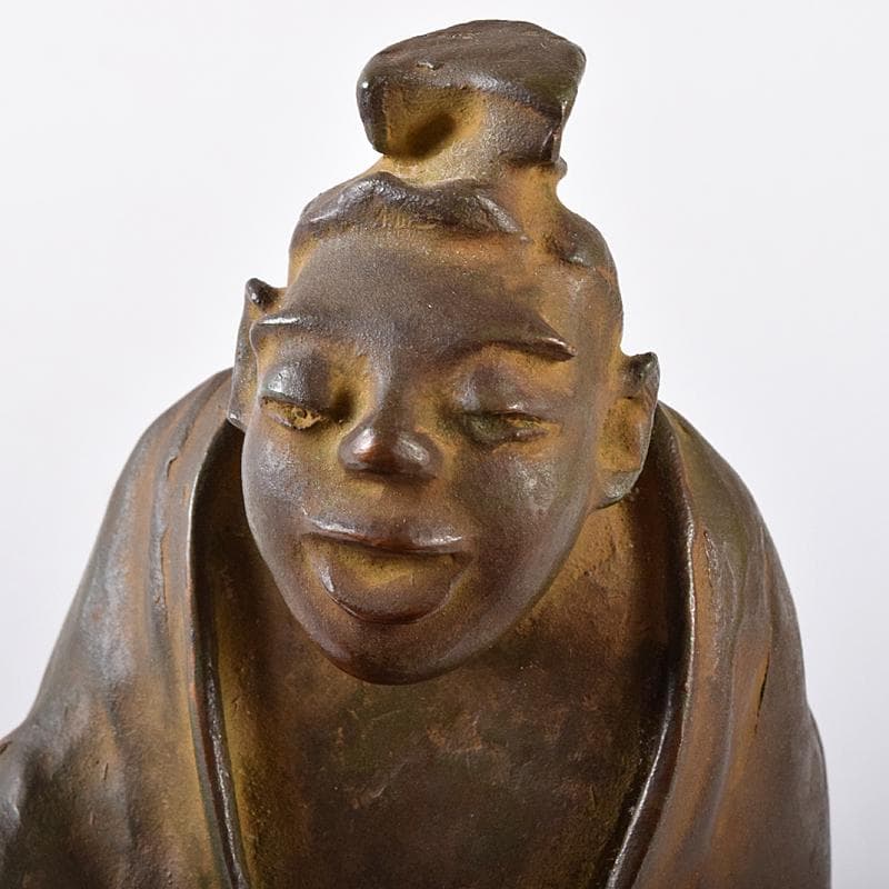 高岡銅器　名取川雅司造　蝋型鋳銅　人物像　一對　M　R7910