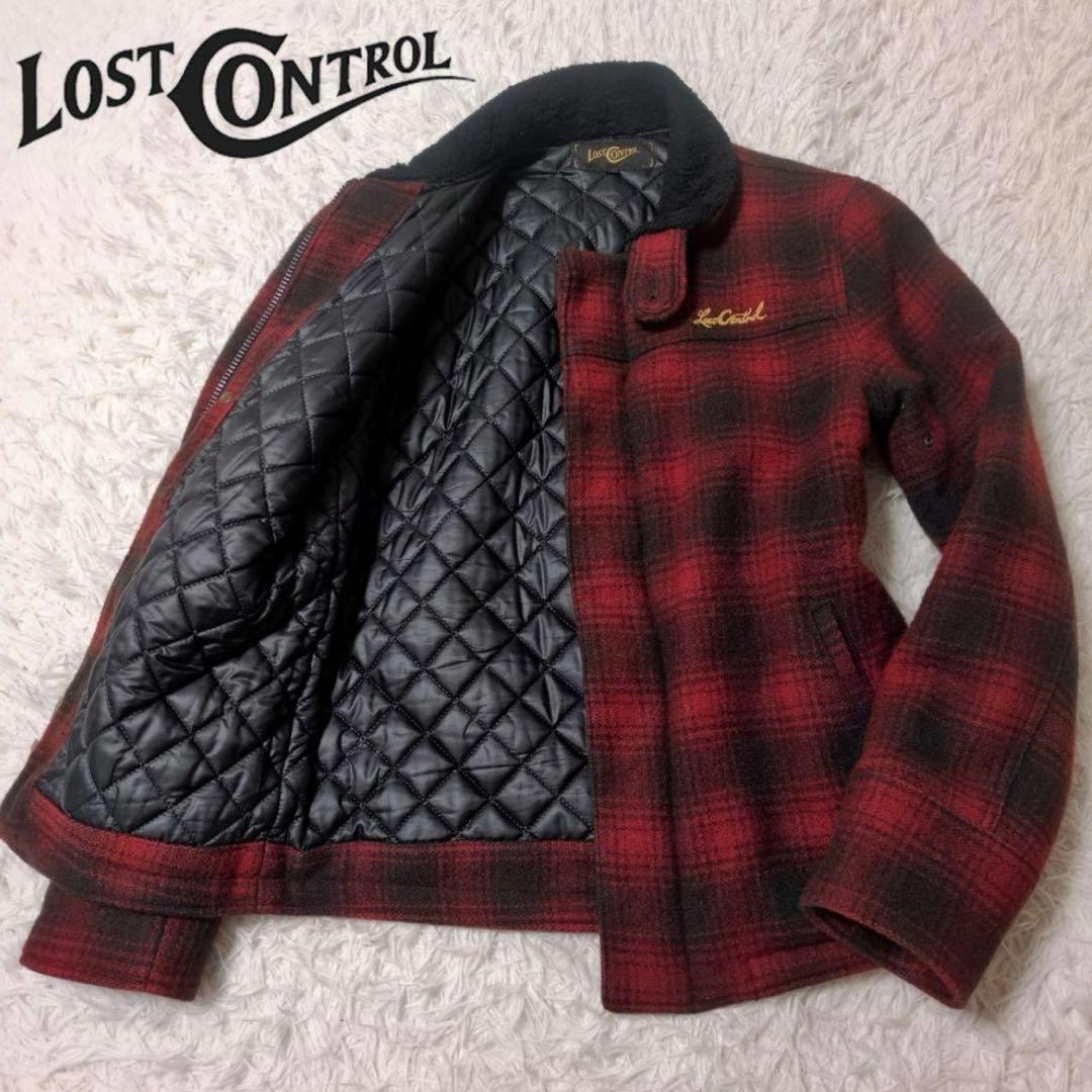ロストコントロール　バッファローチェック　デッキジャケット　ボア襟　サイズ2