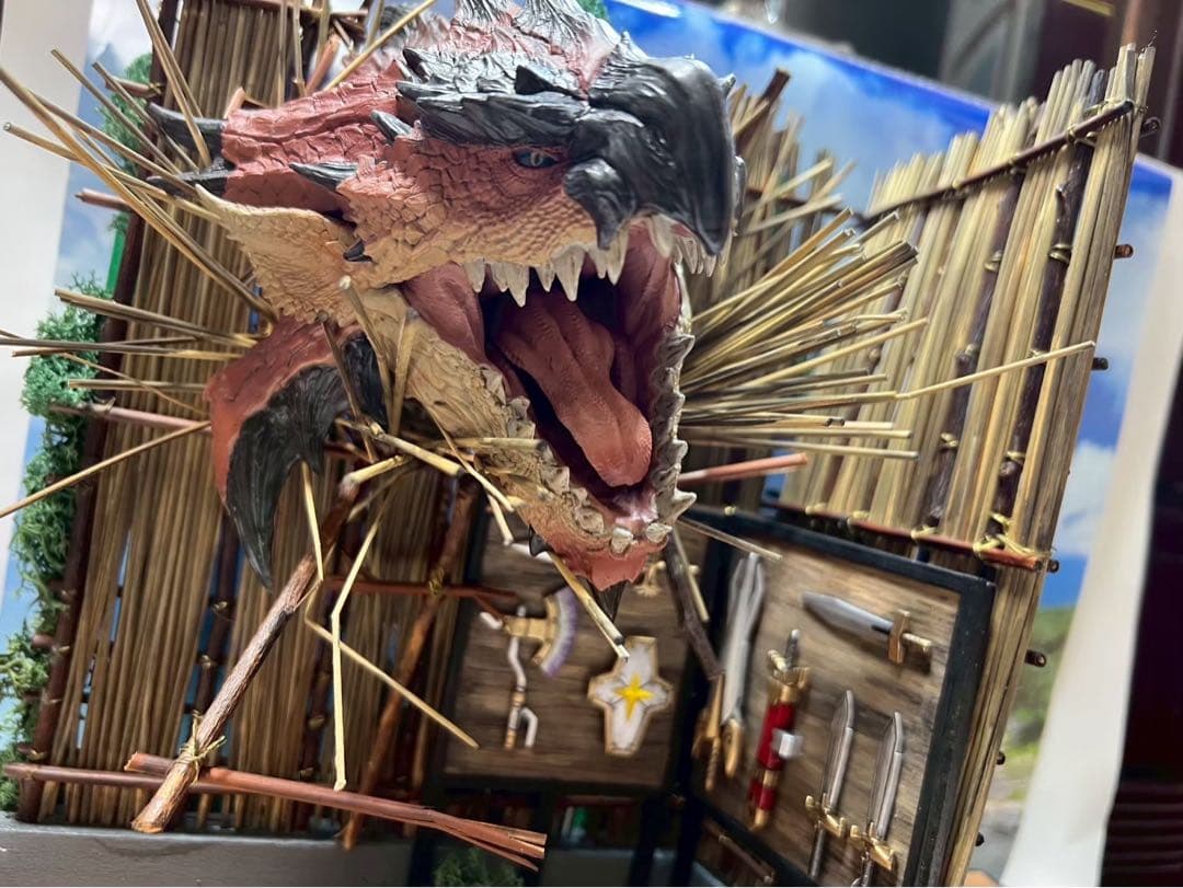 モンハンフィギュア　モンハンワイルズ　リオレウス ガンプラナイトガンダムジオラマ