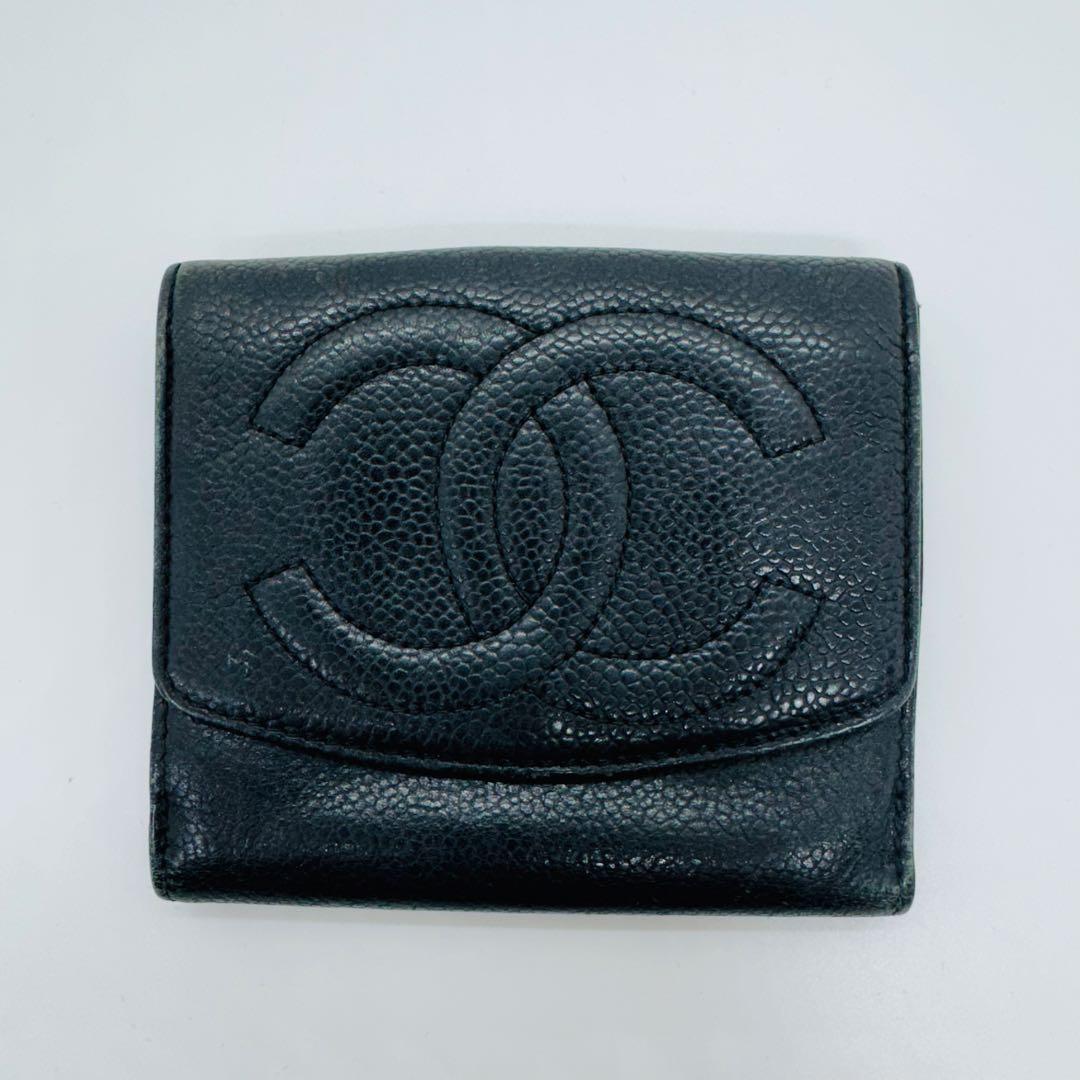 ✨CHANEL✨シャネル✨レザー✨ブラック✨ココマーク✨2つ折り財布✨