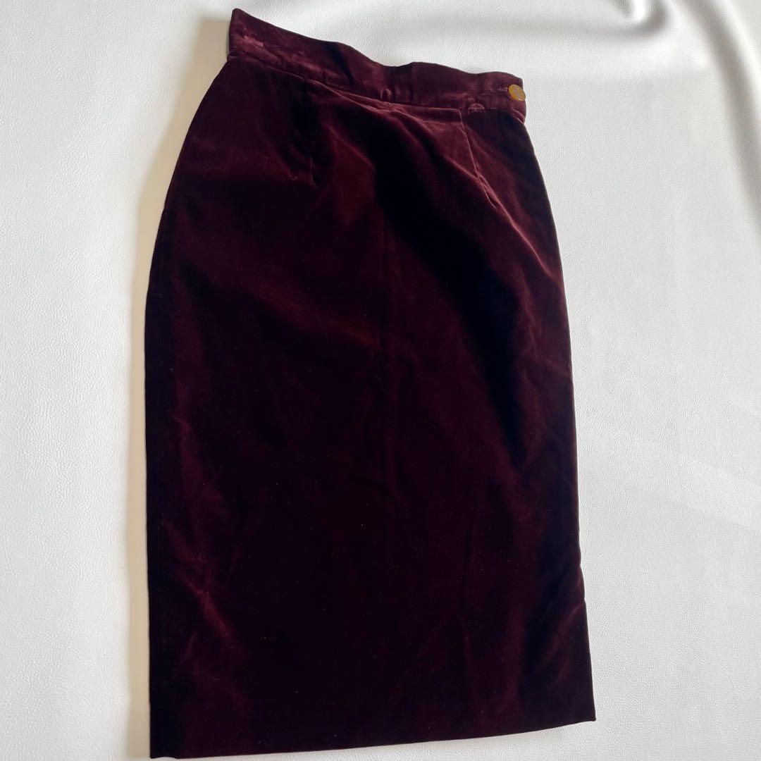 【ヴィヴィアンウエストウッドレッドレーベル】ベロア タイトスカート オーブ 38