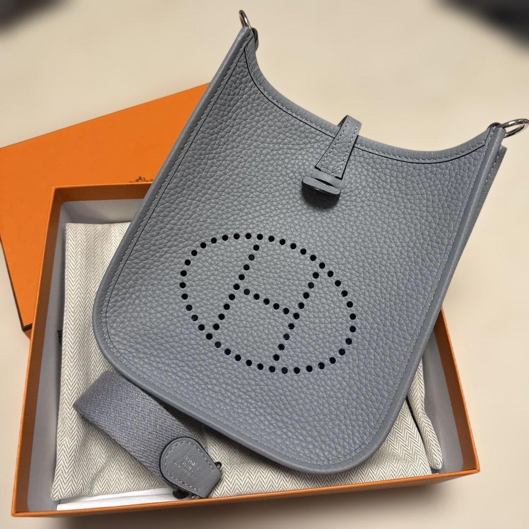 新品 エルメス ミニ エブリン TPM グリパンタン K刻印 グレー系 ミニエブ