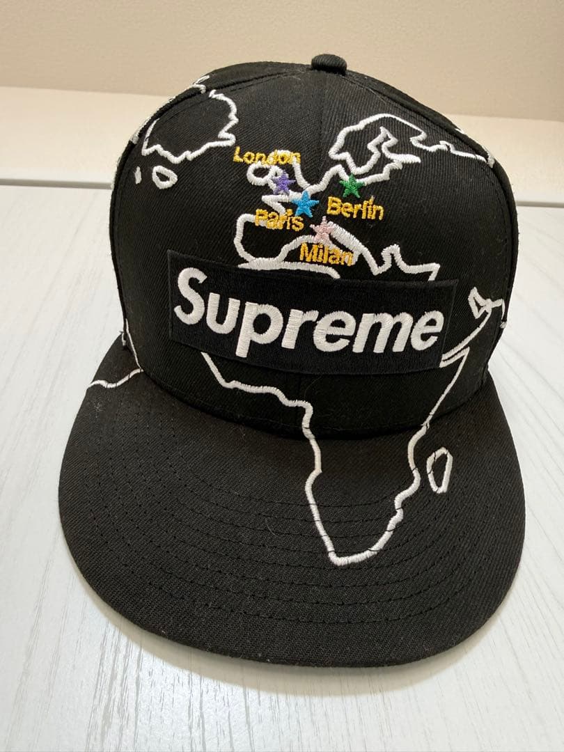 Supreme 地図刺繍 ベースボールキャップ 黒