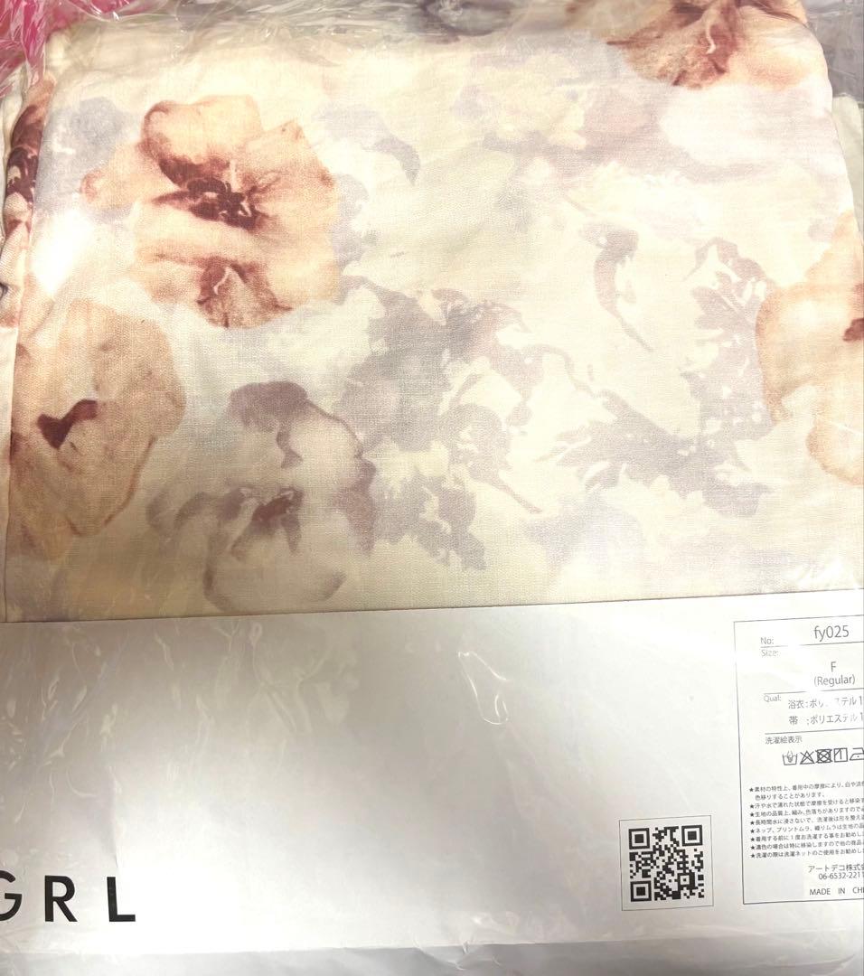 GRL 3点セット2Way花柄セパレート浴衣 [fy025] アイボリー×ピンク