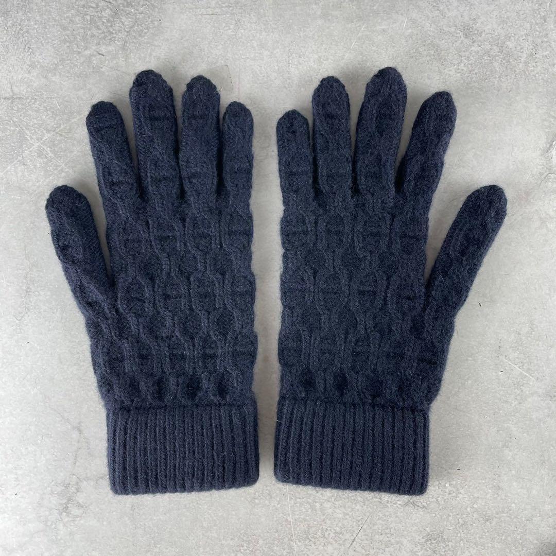 きみ様　箱・ショッパー付　HERMES エルメス　トリ・マイヨン　カシミア手袋