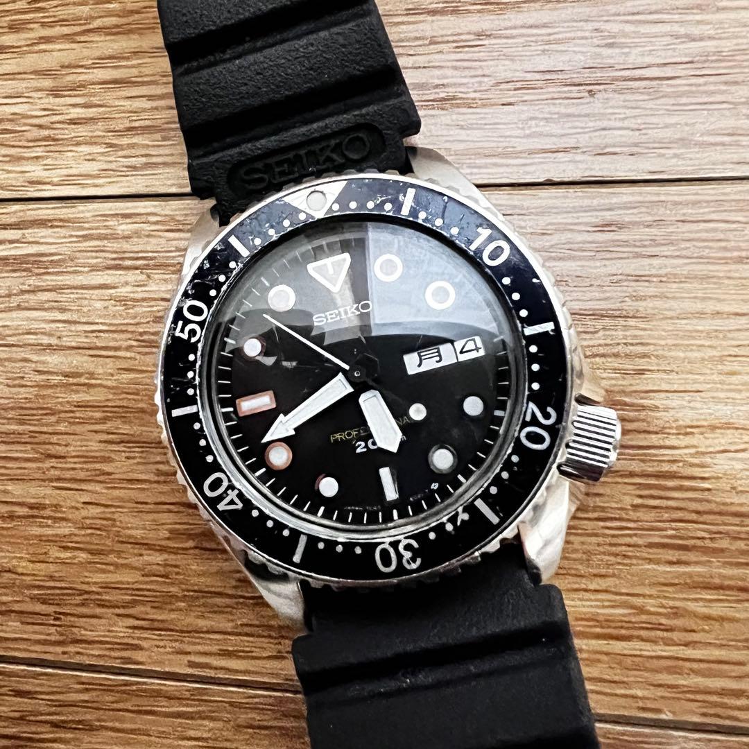 希少価値　初期1986年製 精工舎　稼働ビンテージダイバー 200mベルトセット