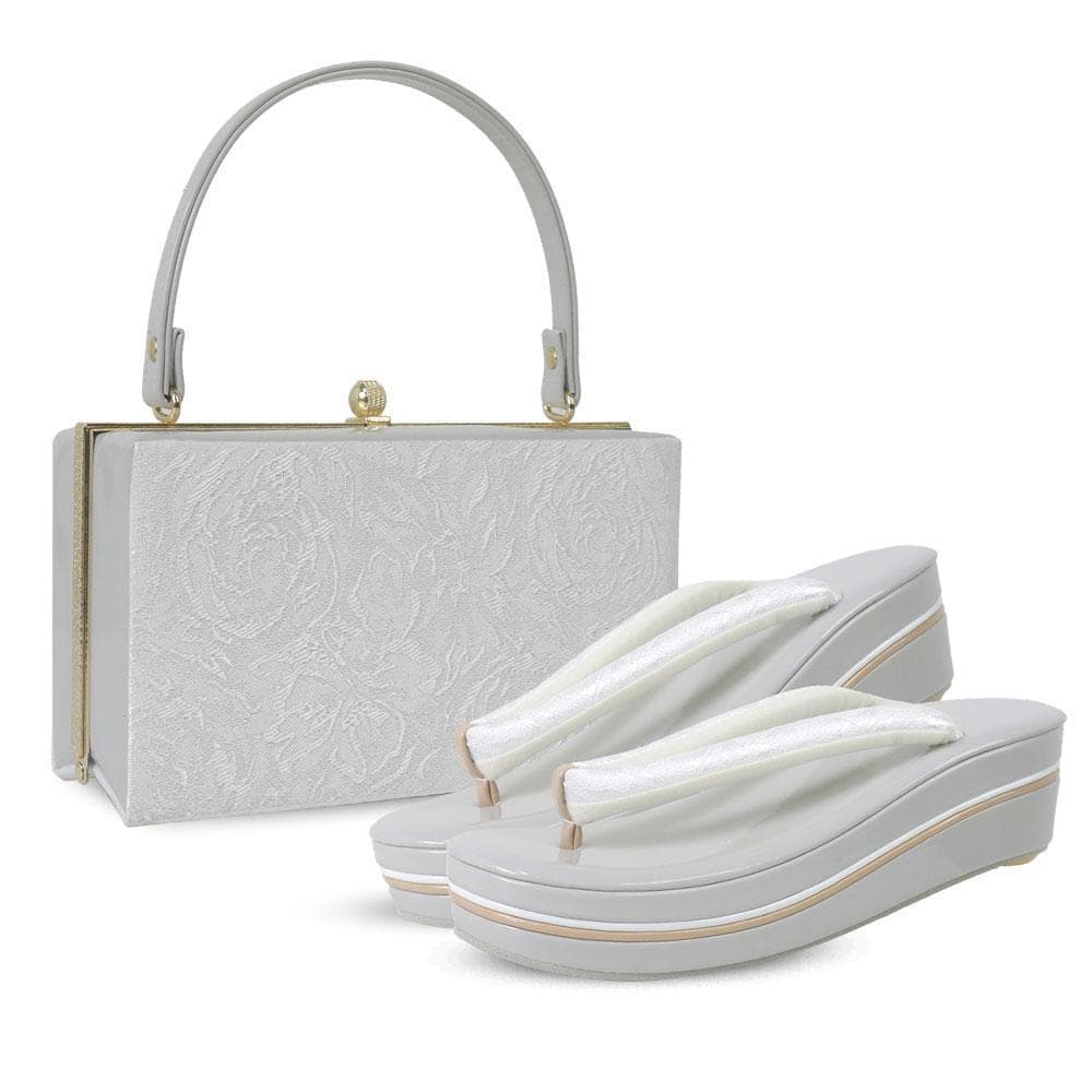 振袖用 草履バッグ セット 高級ジャガード 厚底 uzouri83-1