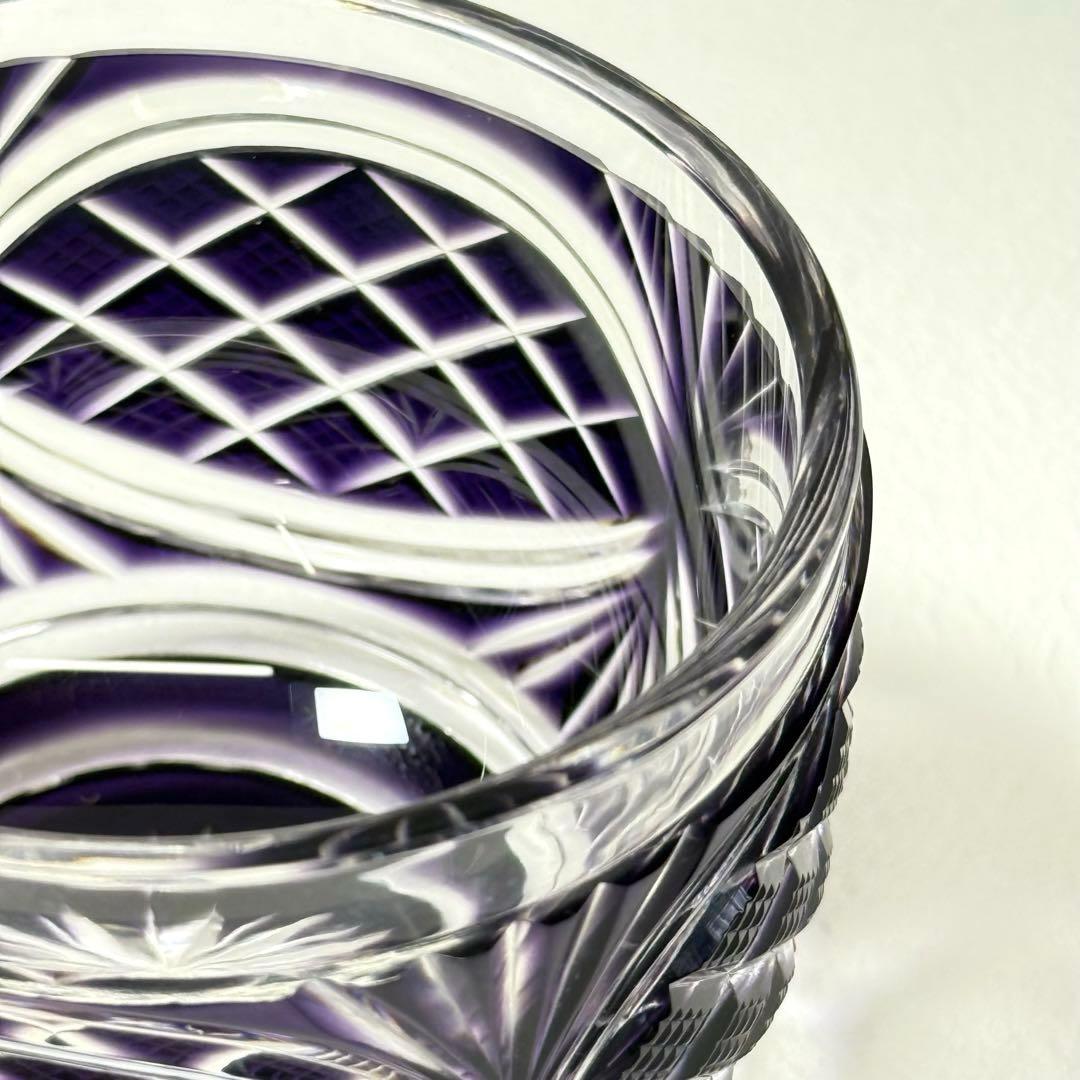 薩摩切子 辻俊幸 小付鉢 レモンカット 紫 ツジガラス工芸 ①