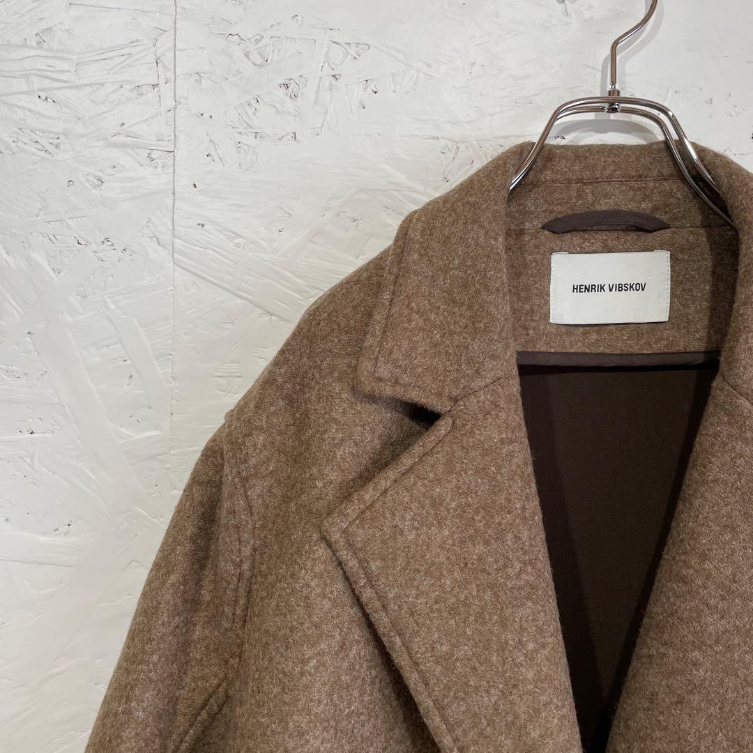 【HENRIK VIBSKOV】ボンディングオーバーサイズコート　ブラウン　M