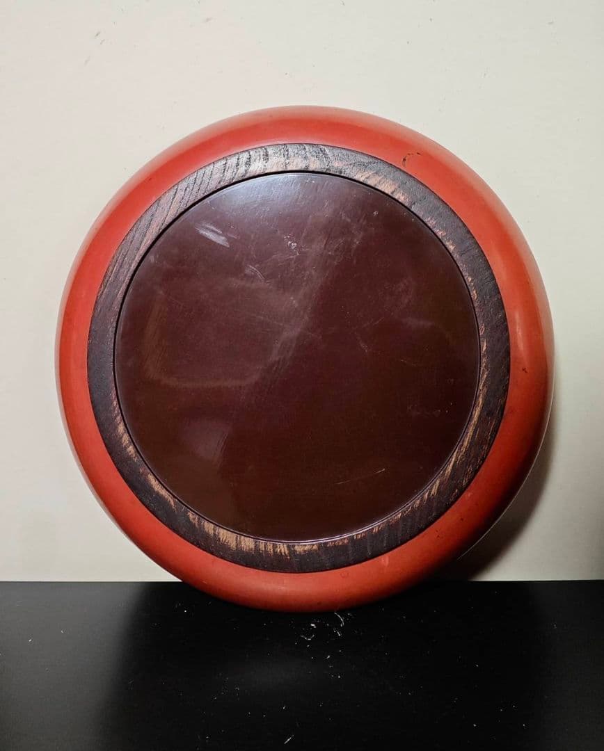 日の丸の様な根来大盆　根来塗り　古美術　仏教美術　古漆器　室町時代