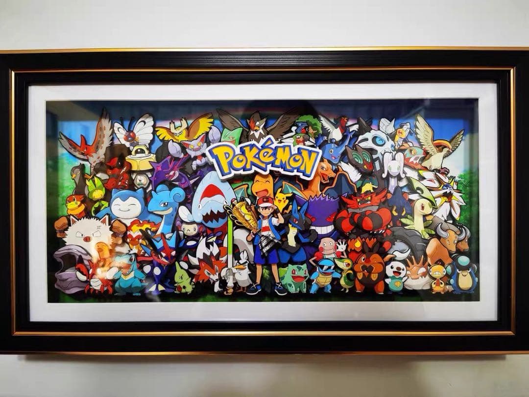 稀に美品，ポケモン アートプリント フレーム付き