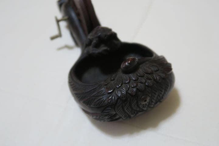 墨壺 鶴と亀 木製