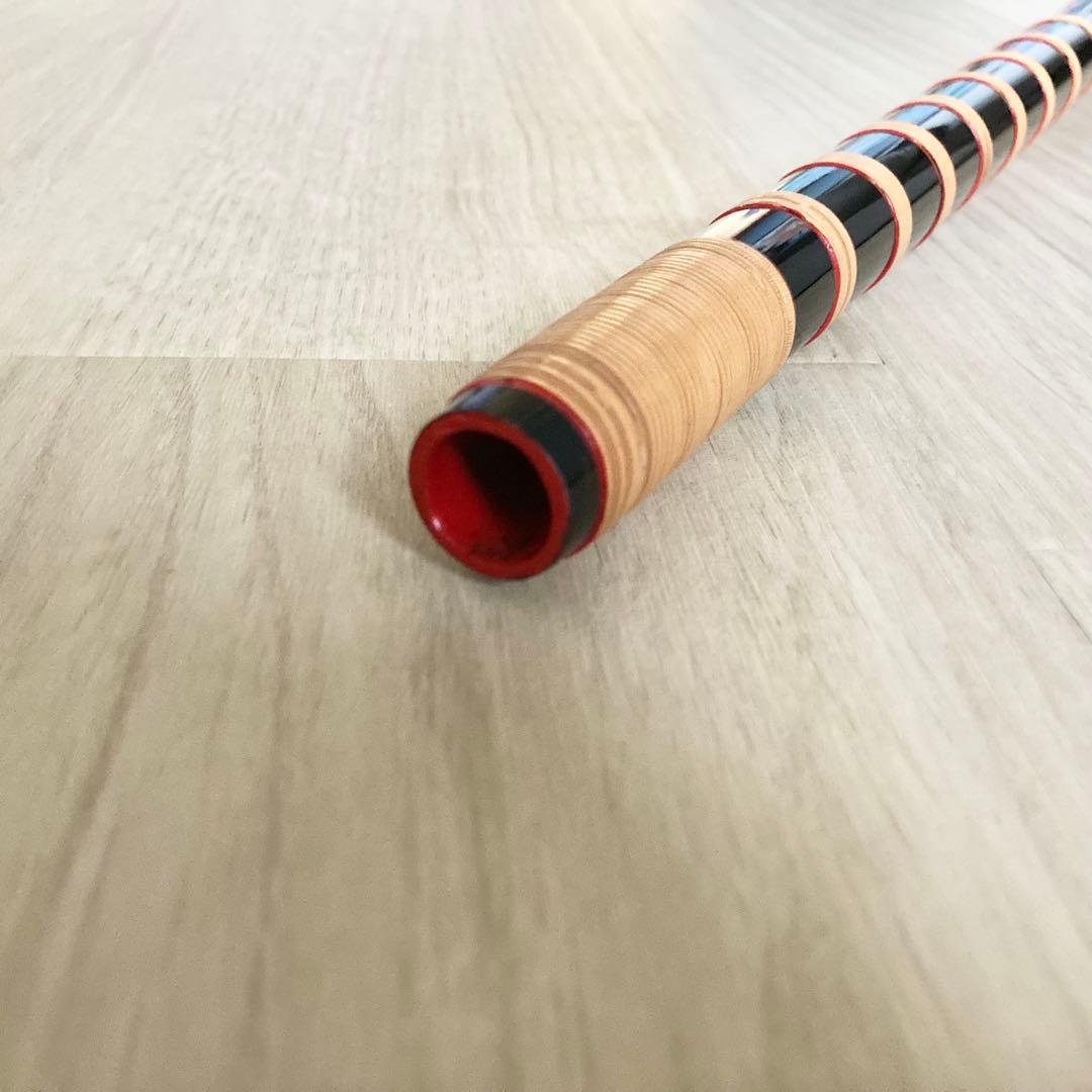 【美品】篠笛 古典調 三本調子 獅子田 大岡紫山 七つ穴 黒塗 籐本重巻