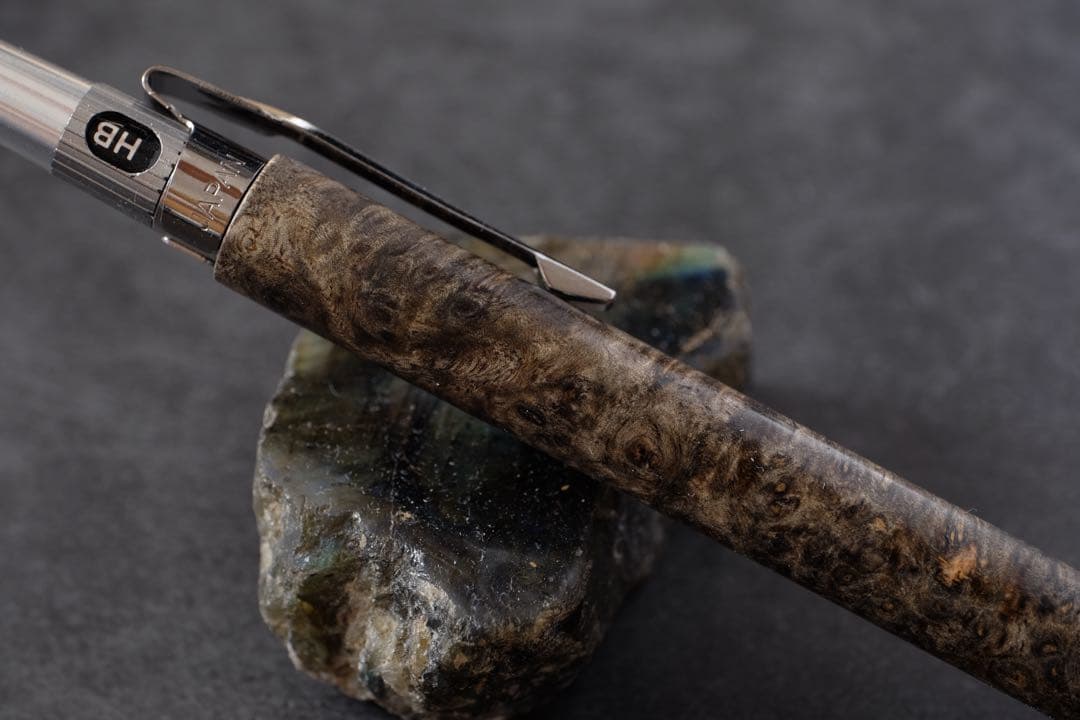 PG5木軸カスタム0217　高村杢工房 製図用シャープペンシル　花梨瘤　至高の黒