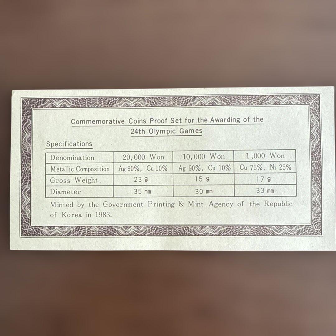 韓国 ソウルオリンピック記念硬貨 1983年開催