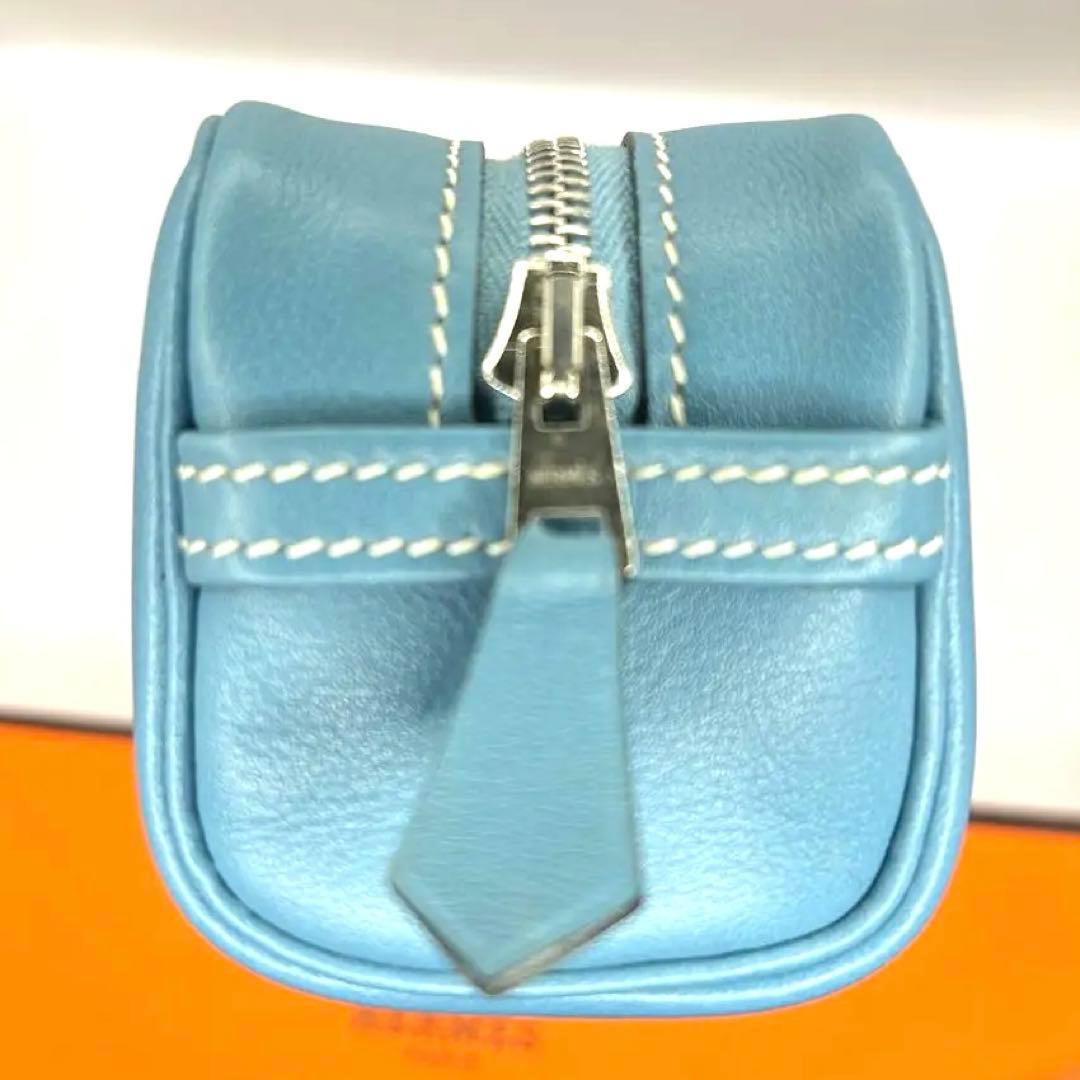 エルメス　ペンケース　ライト　ブルー　箱付き