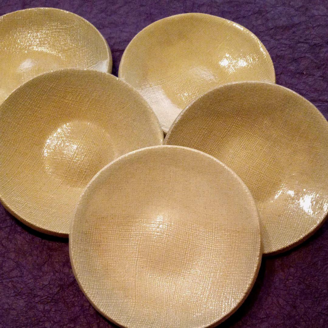 萩焼　布目窯変銘々皿5客揃い