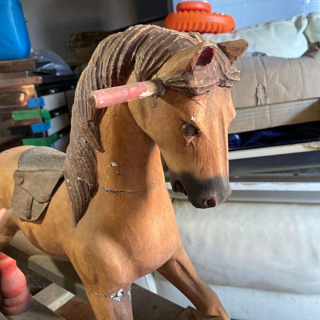木製 乗馬用木馬 アンティーク