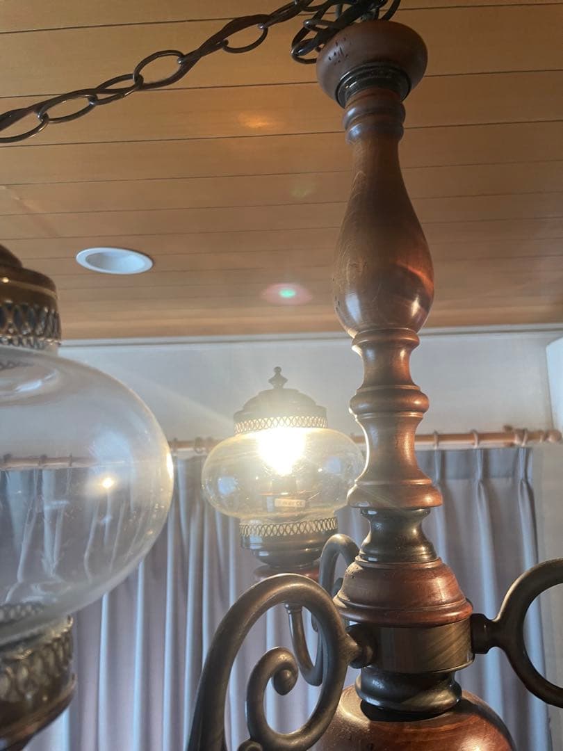 職人堅木アンティーク家具/クラシック3灯ペンダントライト