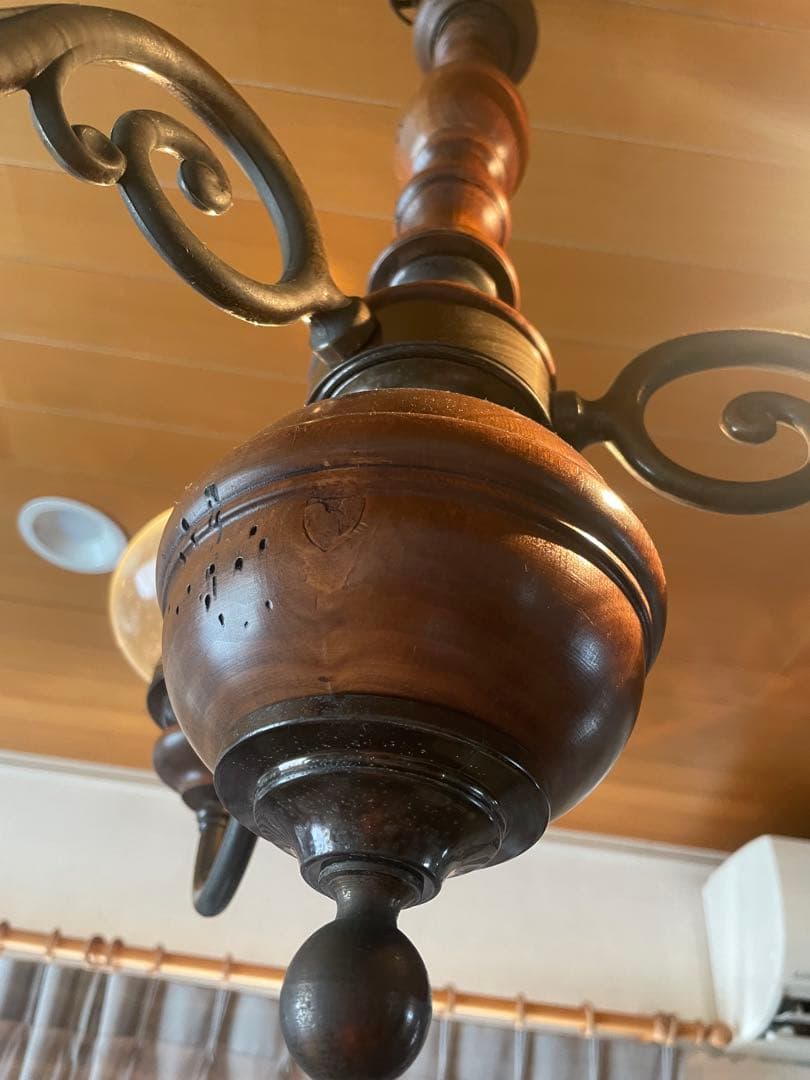 職人堅木アンティーク家具/クラシック3灯ペンダントライト