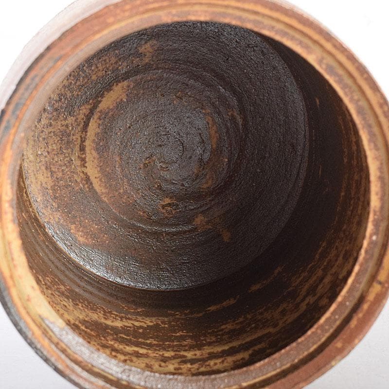 TM 益子焼　吉川水城作　金彩草文水指　共箱　C　7968