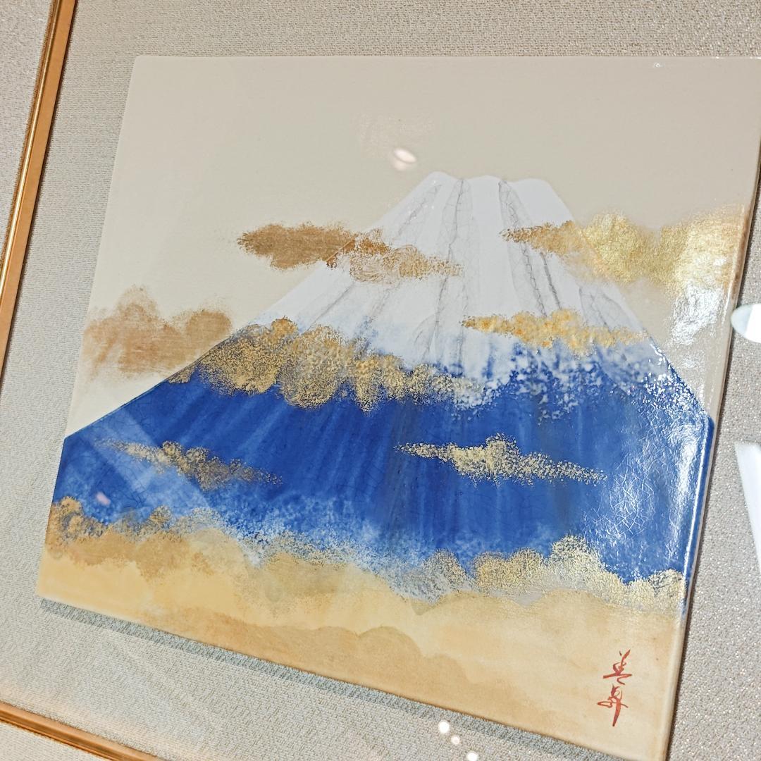 値下げ【新品】陶額　富士金雲　陶板　和風　インテリア
