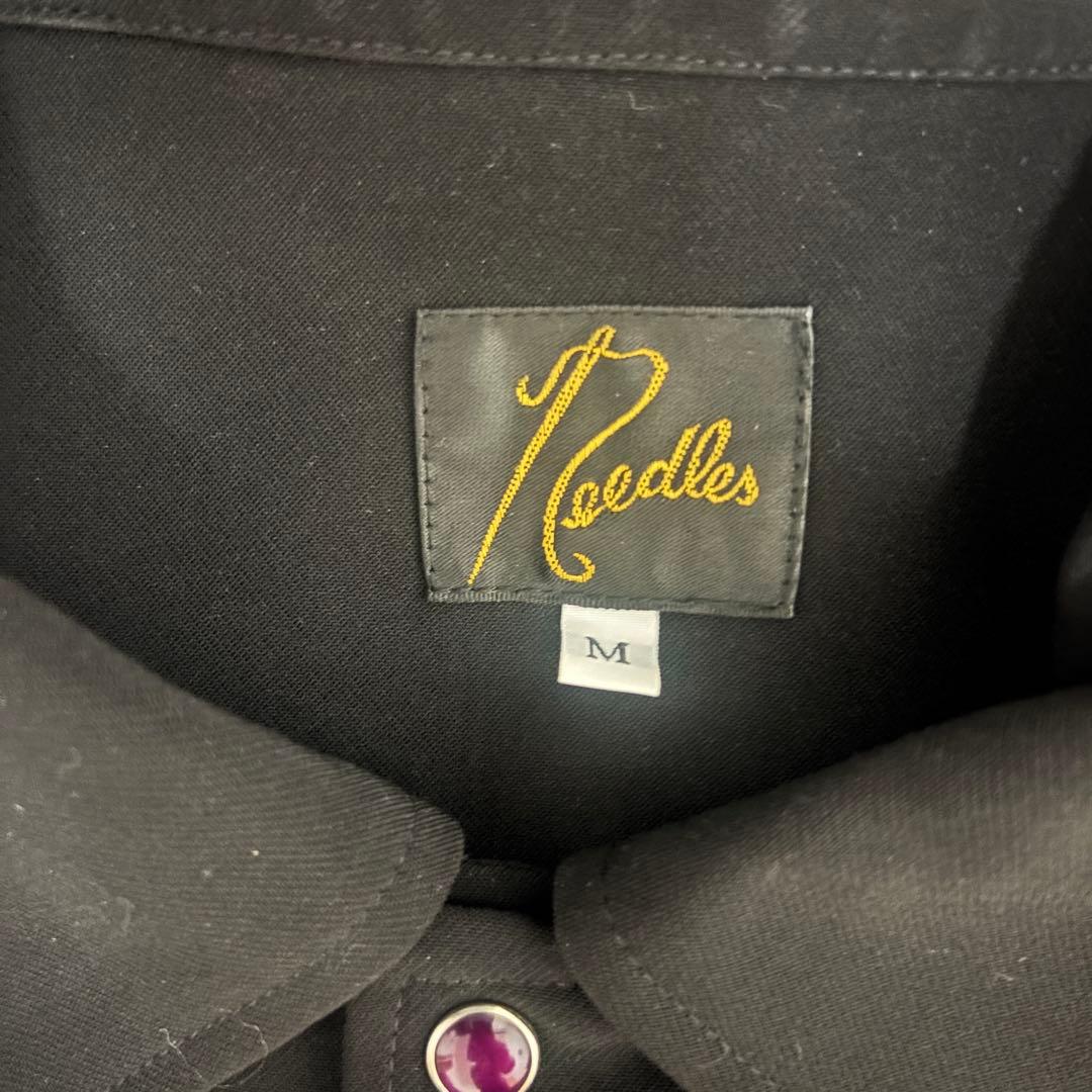 【超美品】Needles ニードルス ジャケット ブラックパープル刺繍 Mサイズ