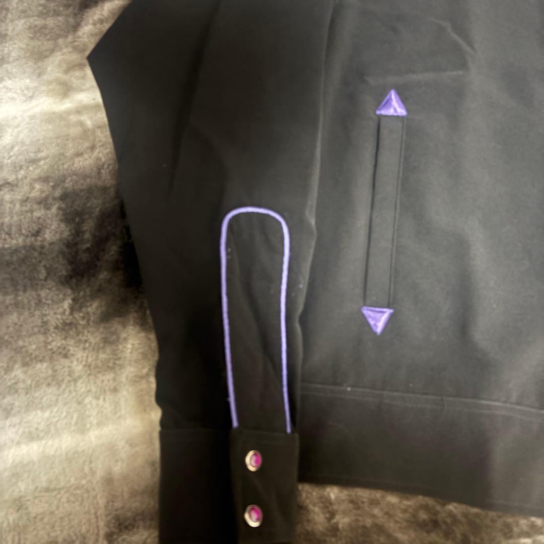 【超美品】Needles ニードルス ジャケット ブラックパープル刺繍 Mサイズ