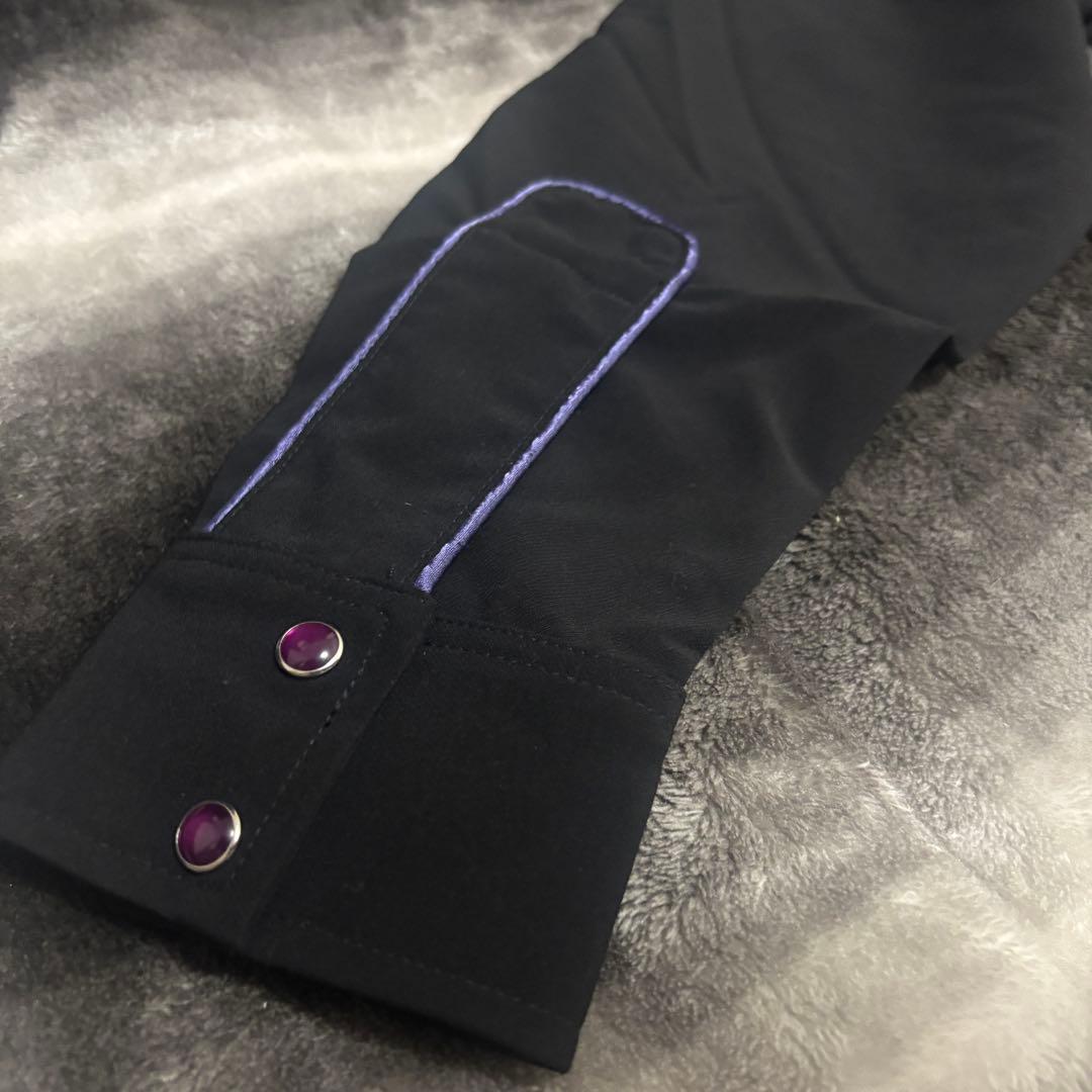 【超美品】Needles ニードルス ジャケット ブラックパープル刺繍 Mサイズ