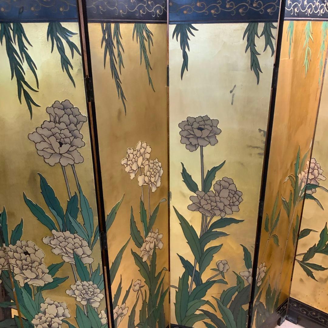 H923\" 金花屏風 衝立 間仕切り 6連 両面 2WAY