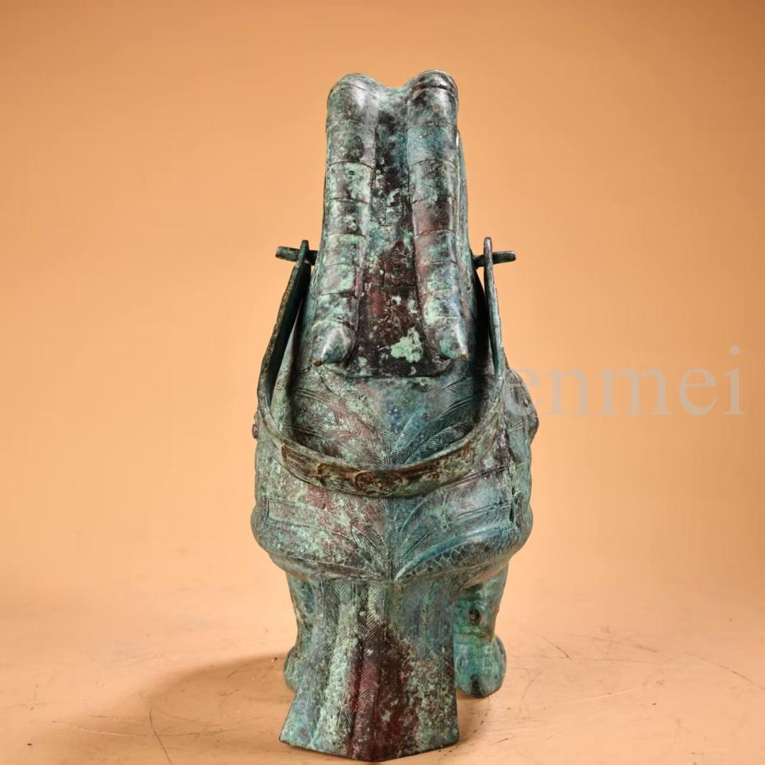 中国古美術・珍品旧藏・青銅製提梁鳥壺・鋳造・鏨刻・純銅製・酒具・風水開運・置物