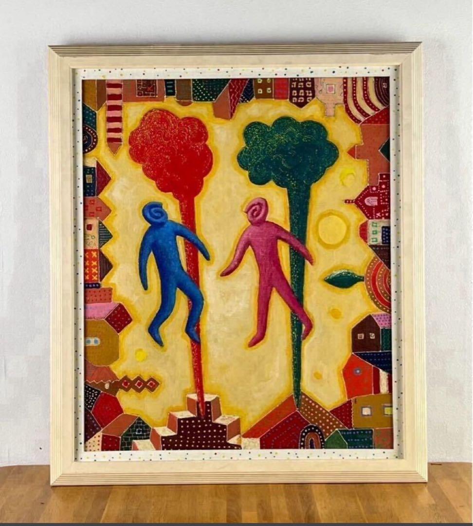 綿引明浩 無題 油彩 抽象画 20号 大作 サインあり 東京藝術大学院卒 一点物