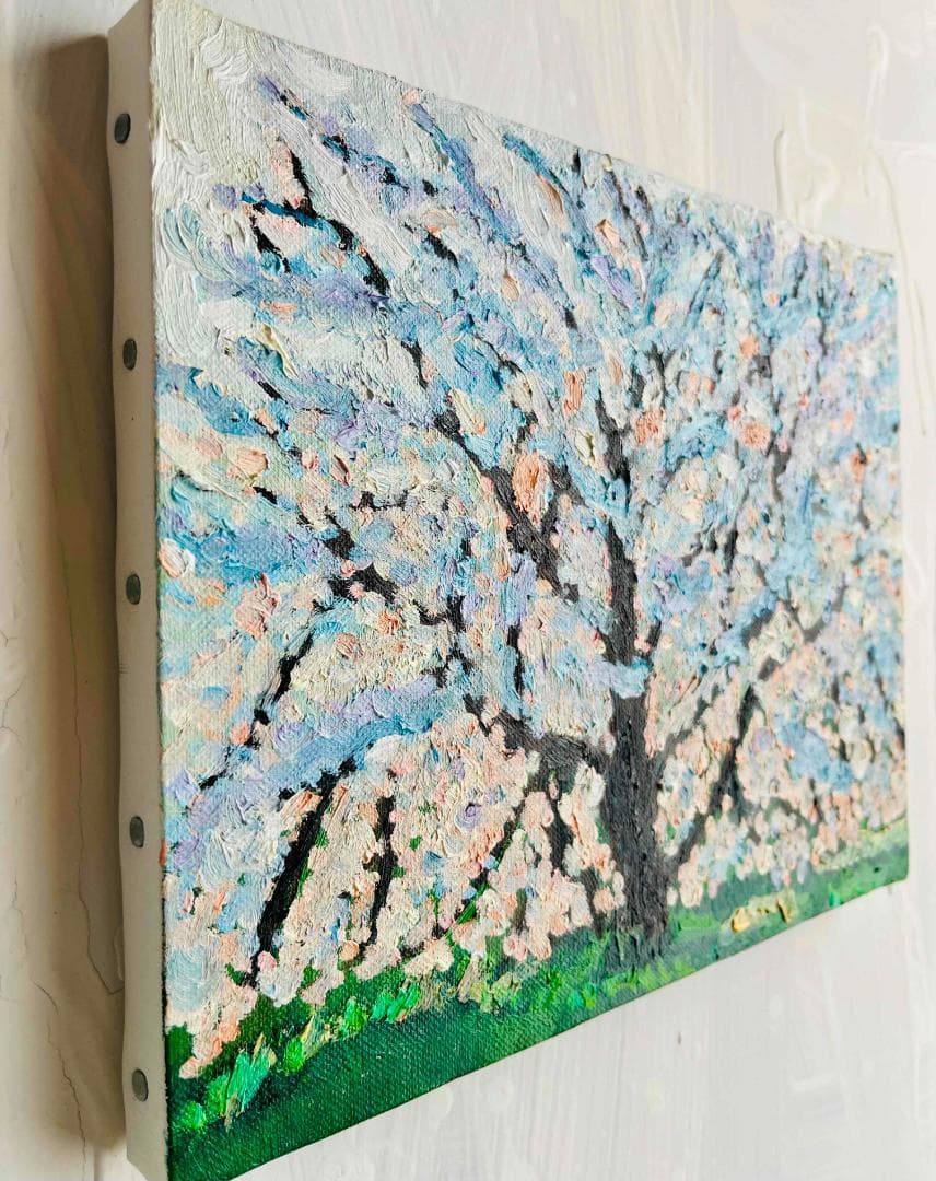 22×27㎝「朝の桜３」油彩・原画・F3