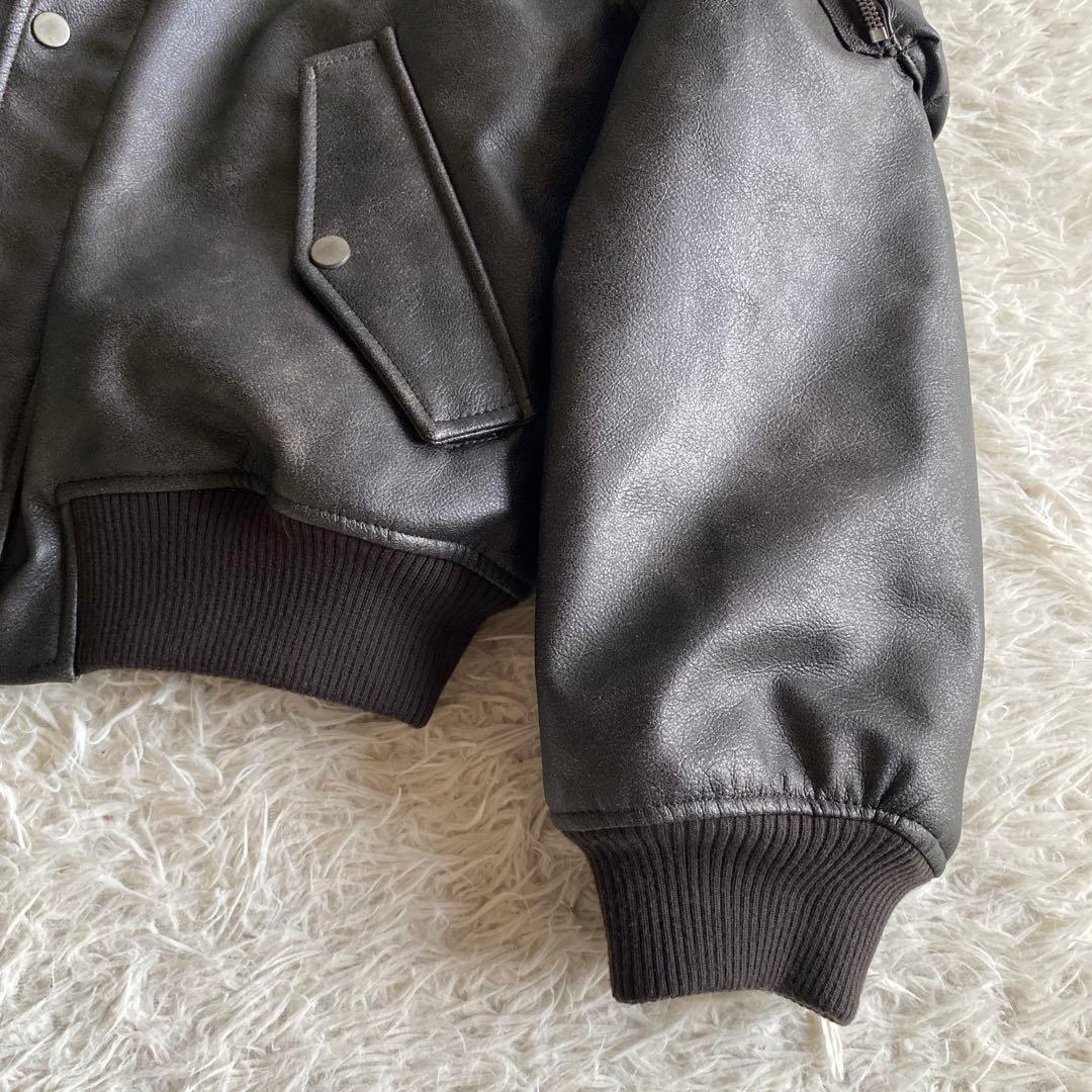 ZARA ボア襟付きレザージャケット S