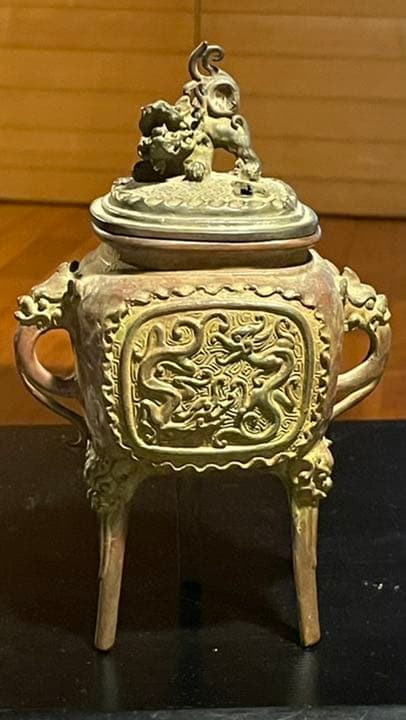 高岡銅器　獅子香炉　二上常太郎（号 元威）