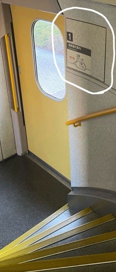 E1系MAX　車内階段部分　座席案内表示