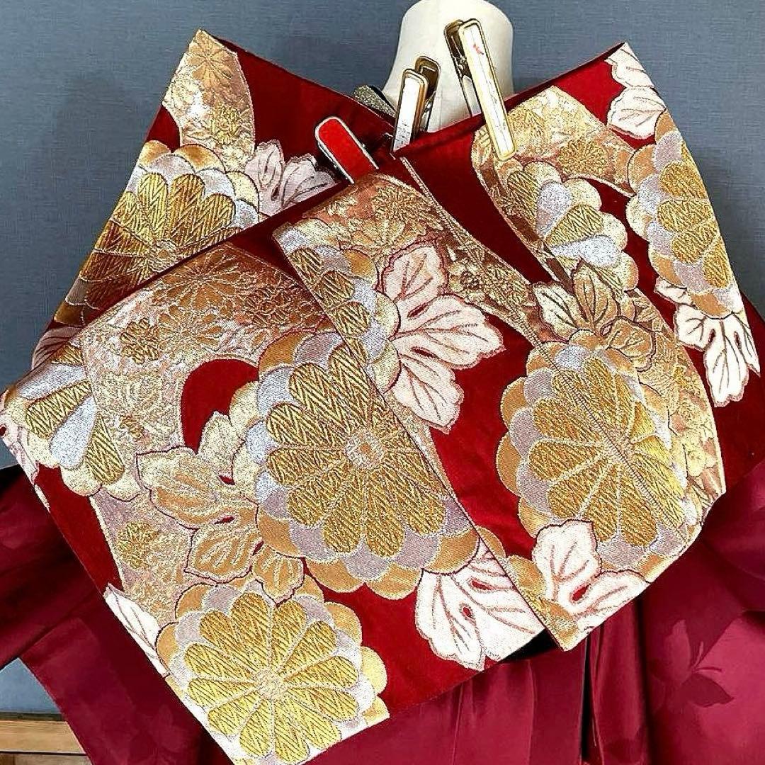 振袖フルセット　手染め無地　成人式振袖　振袖　裄丈68 ➕サイズ　赤系