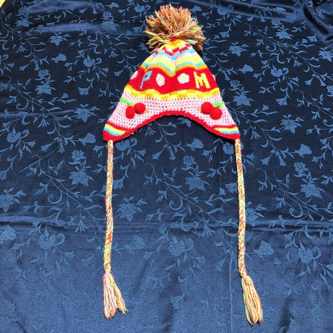 カラフル編み物スカートと帽子セット（ペチコート付）