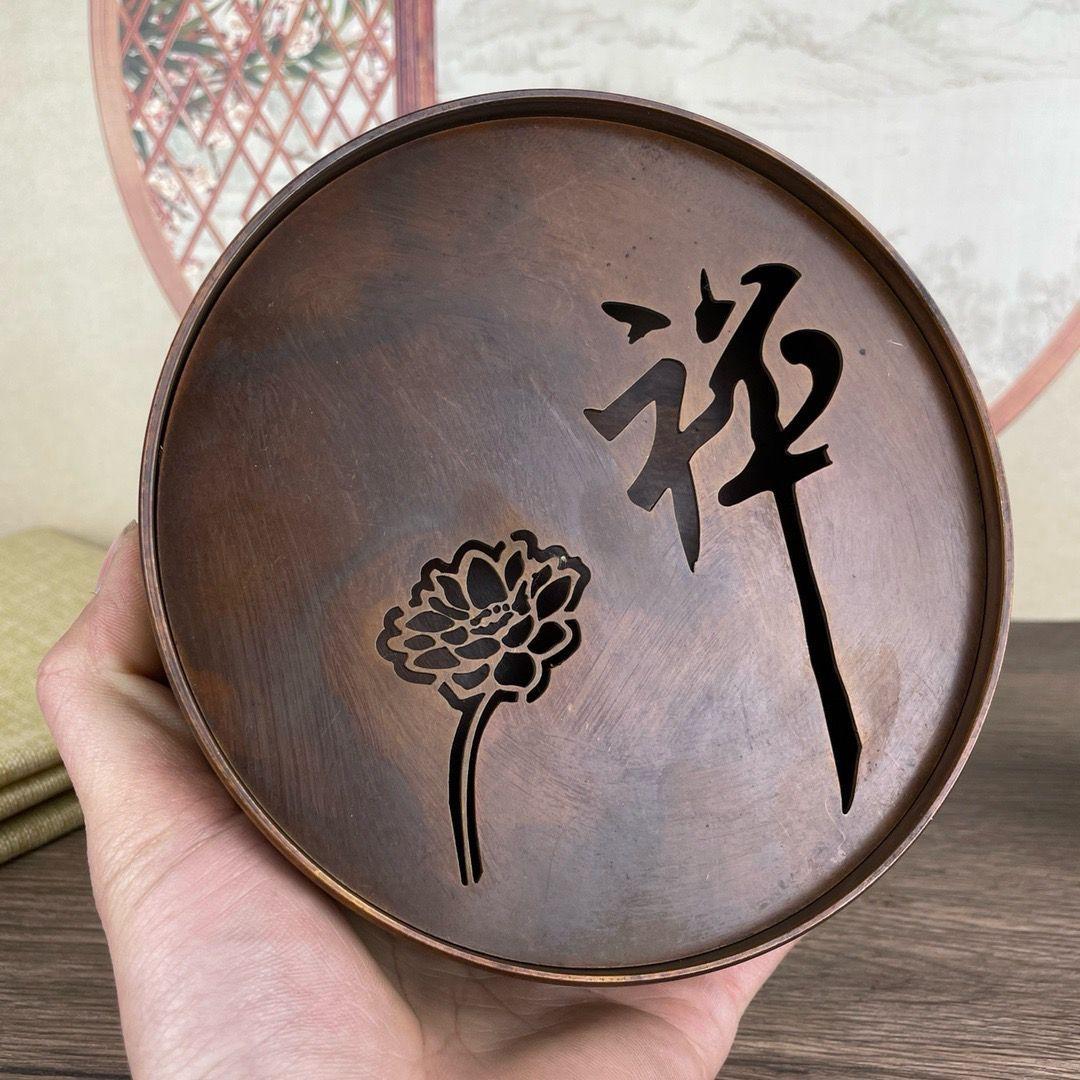 銅製 禅意茶盤 茶洗 茶台 貯水盆 茶道具 装飾品 工芸品 置物