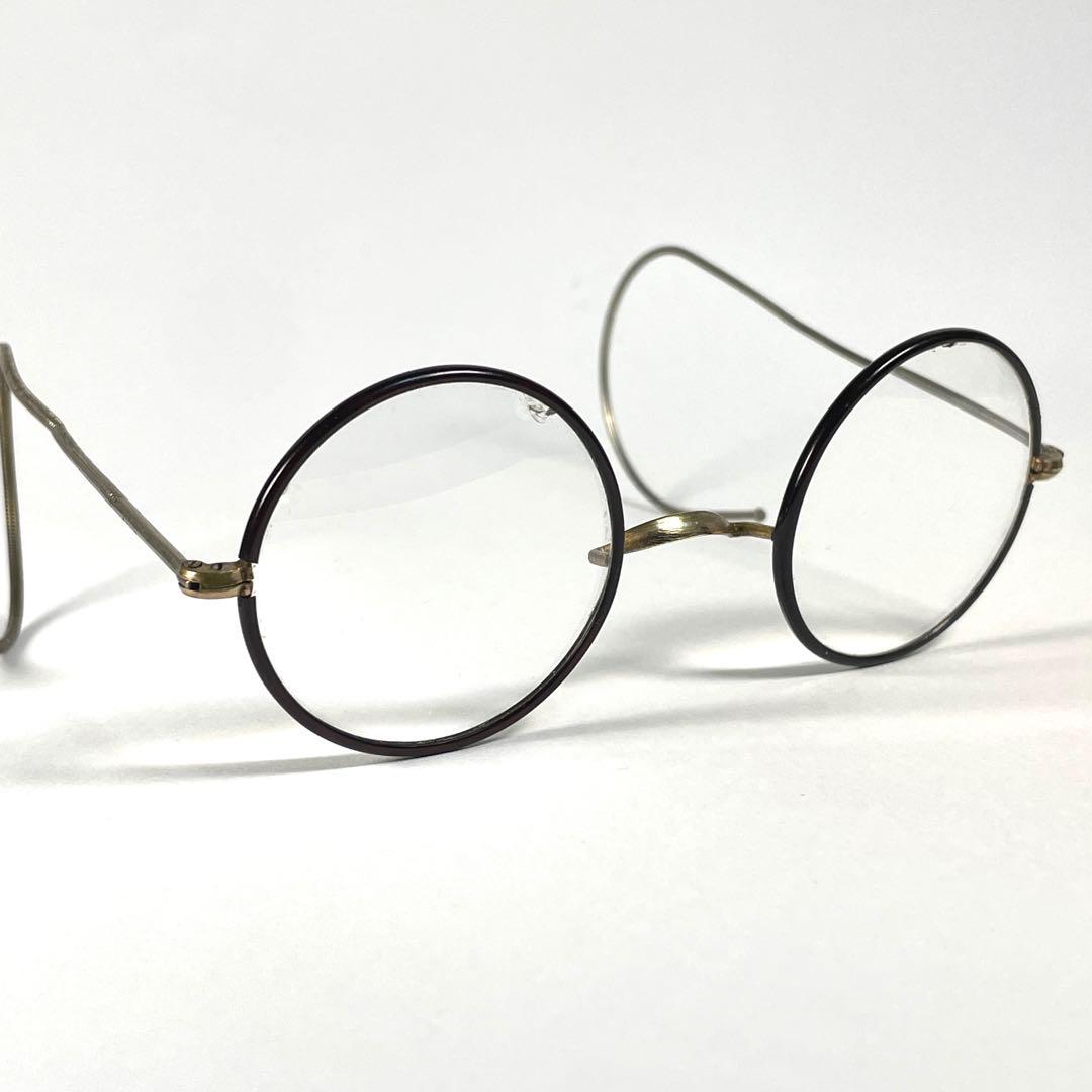 1900s 大正 一山 丸眼鏡 ビンテージ フレーム 巻きつる 縄手