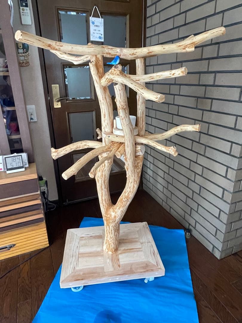 木製鳥用止まり木 多枝構造 移動可能