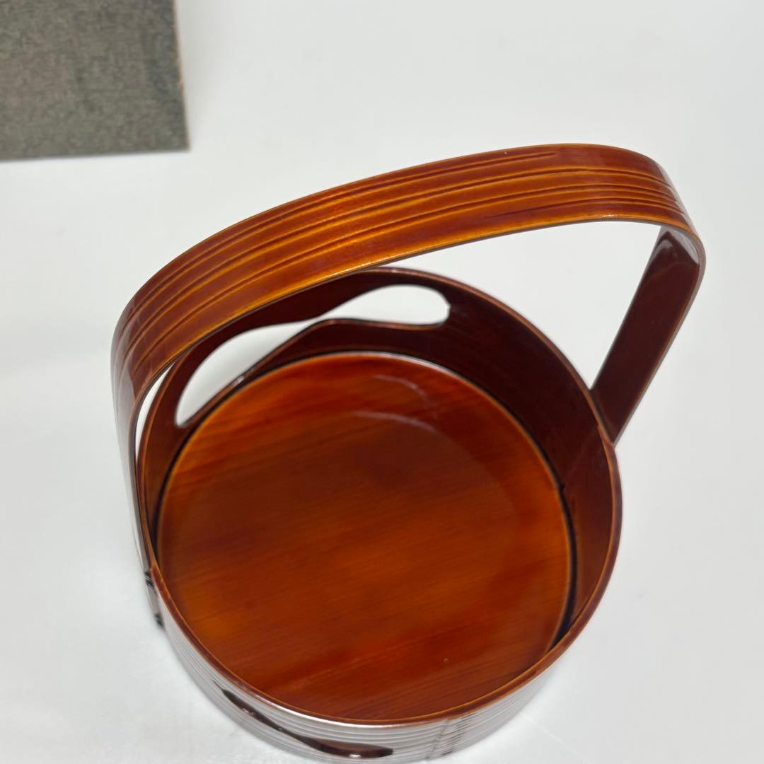 飛騨春慶塗　莨盆 瓢透し手付　春次　箱入　茶道具　漆器